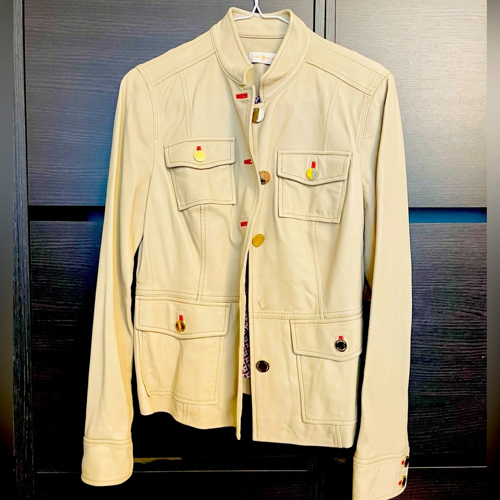 NWT Tory Burch beige leather jacket